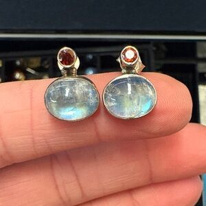 Vintage Silver and Blue labradorite Earrings with matching necklace